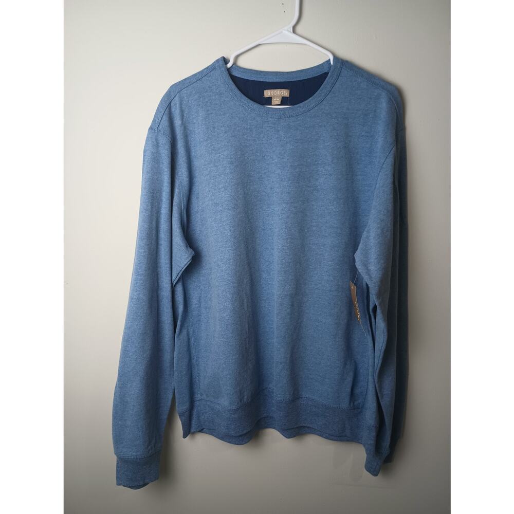 Men's Blue Crew Neck Sweatshirt Basic Blue Pull Over‎ Size Large NWT George